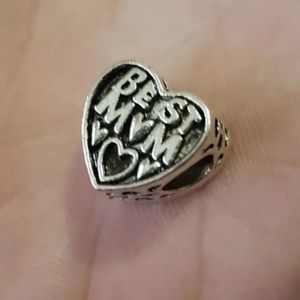 925 BEST MOM Charm Bead Heart Valentines